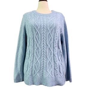 Plus Size 1X Croft & Barrow Cable Knit Crewneck Sweater — Light Blue